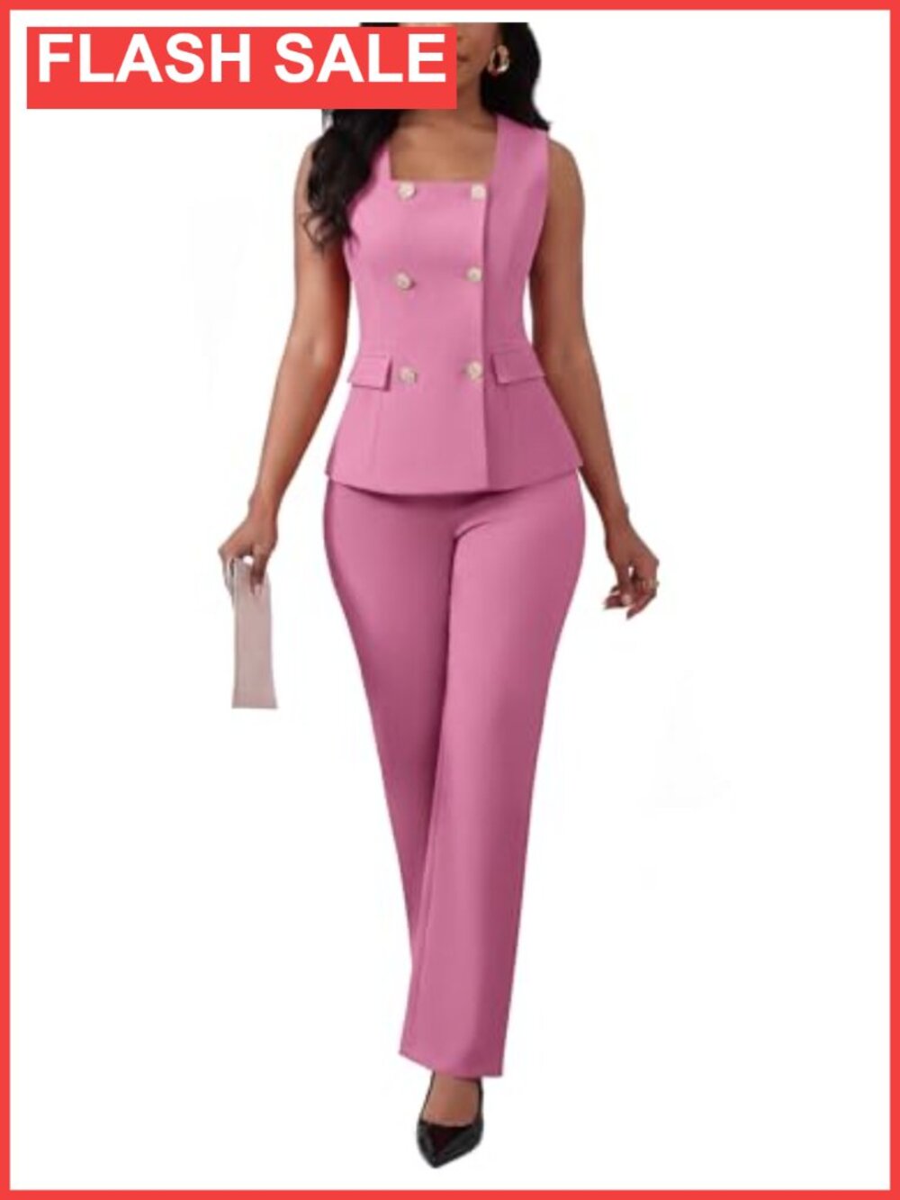 Women's 2 Piece Blazer Vest Pants Suit Set Business Office